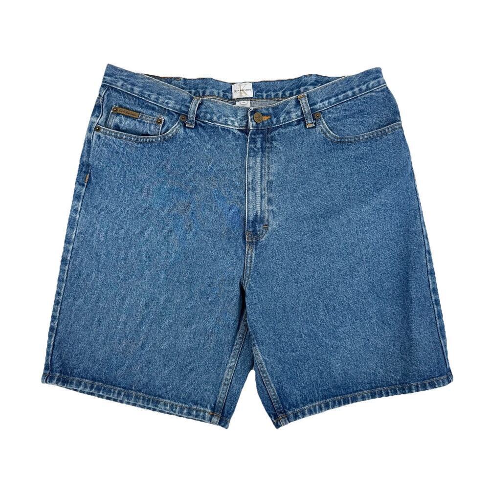 Vintage 90s Calvin Klein Jean Shorts Mens Size 38 Blue Denim Jorts Grunge Skater
